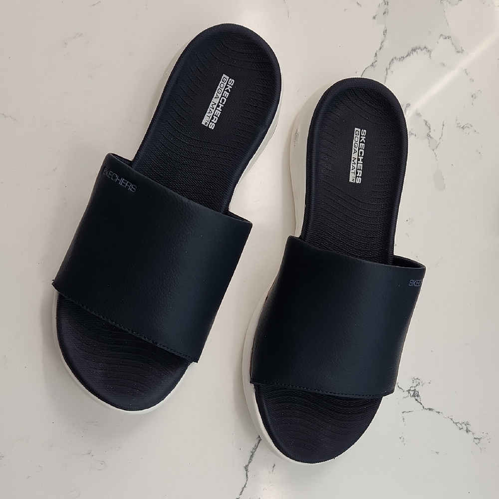 Skechers Navy Slide Sandals NWOT